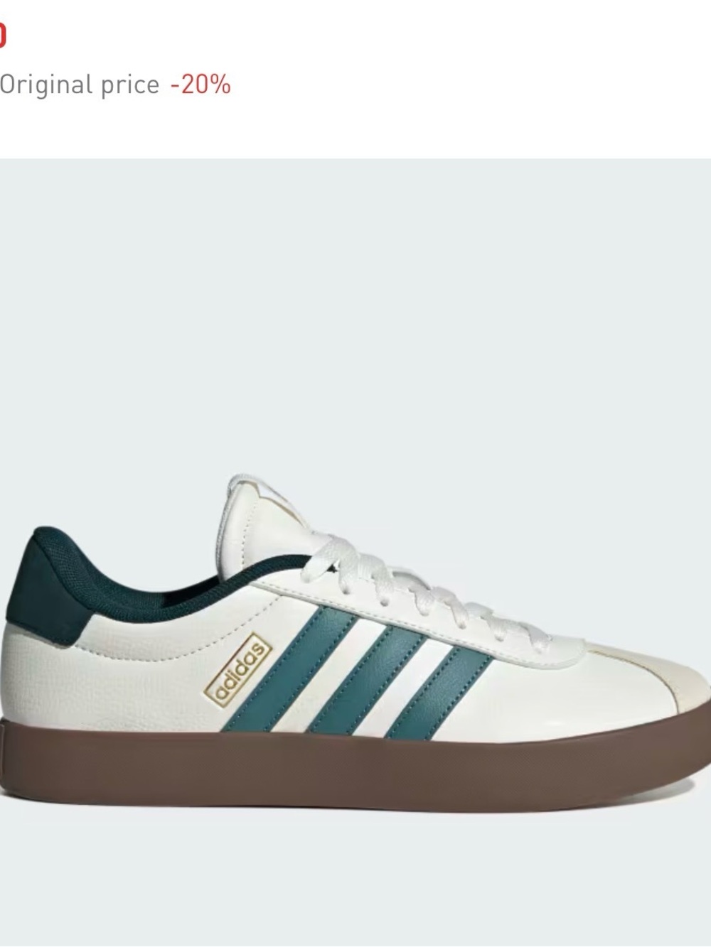 adidas VL Court 3.0 Low-Top Sneakers in White, Teal and Brown - Picture 2 of 10